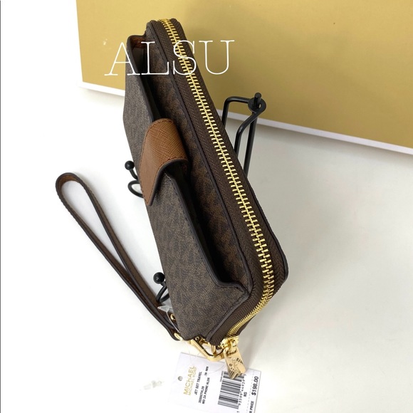 Michael Kors Medium Zip Phone Holder Brown Leather - Picture 8 of 9